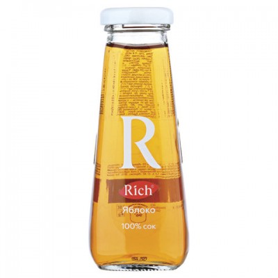 Сок RICH (Рич) 0,2 л, яблоко, подходит для детского питания, стеклянная бутылка, 1658301