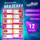 Наклейки для маркировки школьных принадлежностей 'Совы', 12 штук, 14х21 см, ЮНЛАНДИЯ, 662710