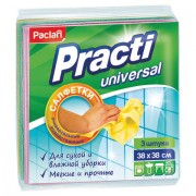 Салфетки универсальные, 38х38 см, КОМПЛЕКТ 3 шт., 110 г/м2, вискоза, PACLAN 'Practi Universal', 410018