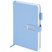 Ежедневник недатированный, А5, 143х210 мм, BRAUBERG 'Dainty', под кожу, магнитная застежка, 160 л., голубой, 117144