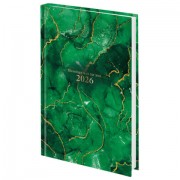 Ежедневник датированный 2026 145х215 мм, А5, STAFF, ламинированная обложка, 'Green Marble', 117315