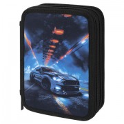 Пенал BRAUBERG, 3 отделения, полиэстер, 21х14 см, 'Night race', 274601