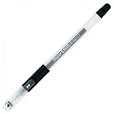 Ручка гелевая с грипом PAPER MATE 'PM 300', ЧЕРНАЯ, корпус прозрачный, узел 1 мм, линия письма 0,7 мм, S0929350
