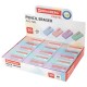 Ластик BRAUBERG 'PASTEL MATTE', 50х24х10 мм, прямоугольный, картонный держатель, экологичный ПВХ, ассорти, 272729
