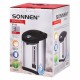 Термопот SONNEN TP-50, 5 л, 900 Вт, 1 температурный режим, 3 режима подачи воды, сталь, белый/серебро, 456711