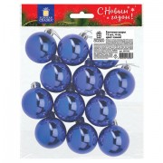 Шары ёлочные 12 шт., 4 см, 'Solid Color', пластик, СИНИЕ, глянец, ЗОЛОТАЯ СКАЗКА, 591122