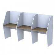Стол односторонний, 3 места, 'Call-центр', 2472х670х1418 мм, цвет серый/дуб онтарио