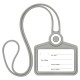 Бейдж горизонтальный для пропуска и ID-карт, СИЛИКОНОВЫЙ, 54х85 мм, шнурок 42 см, серый, BRAUBERG, 238909
