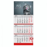 Календарь квартальный на 2023 г., 3 блока, 3 гребня, с бегунком, офсет, 'MEOW', BRAUBERG, 114224