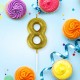 Свеча-цифра для торта '8' золотая с глиттером, 6 см, ЗОЛОТАЯ СКАЗКА, на шпажке, в блистере, 591421