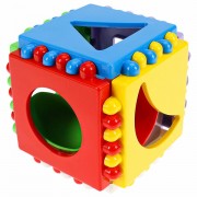 Логический куб 'Мини' пластиковый, ширина 8х8 см, 6 стенок, 6 форм, РЫЖИЙ КОТ, И-3928