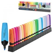 Набор текстовыделителей 24 ЦВЕТА на подставке, BRAUBERG 'DELTA', 15 пастельных цветов + 9 неоновых цветов, линия 1-5 мм, 152506