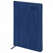 Еженедельник датированный 2021 БОЛЬШОЙ ФОРМАТ (210х297 мм) А4, BRAUBERG 'Wood', кожзам, синий, 111531