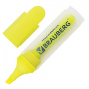 Текстовыделитель BRAUBERG 'FLUO', ЖЕЛТЫЙ, линия 1-5 мм, 150398