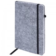 Блокнот А5 138x213 мм BRAUBERG 'Voylok', войлок, резинка, держатель, 80 л., клетка, серый, 117135