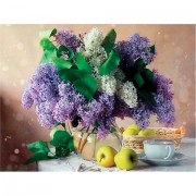 Картина стразами (алмазная мозаика) 40х50 см, ОСТРОВ СОКРОВИЩ 'Букет сирени', на подрамнике, 662430