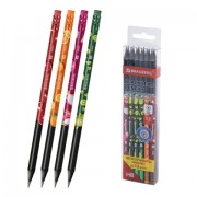 Набор карандашей чернографитных с принтом BRAUBERG 'JUICY FRUIT', 12 штук, HB, с ластиком, корпус ассорти, 182034