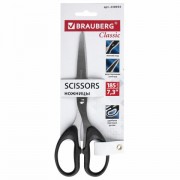 Ножницы BRAUBERG 'Classic', 185 мм, чёрные, классической формы, 2-х сторонняя заточка, 230934