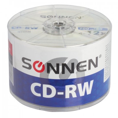 Диски CD-RW SONNEN 700 Mb 4-12x Bulk, КОМПЛЕКТ 50 шт., 512578