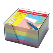 Блок для записей ERICH KRAUSE в подставке прозрачной, куб, 9х9х5 см, цветной, 5141