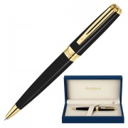 Ручка подарочная шариковая WATERMAN 'Exception Black GT Slim', черный лак, позолоченные детали, синяя, S0636960
