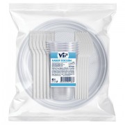 Набор одноразовой посуды на 6 персон, 24 предмета (вилка, нож, стакан, тарелка)