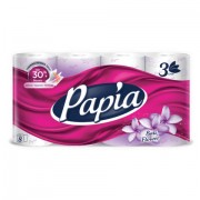 Бумага туалетная быт., спайка 8 шт., 3-слойная (8х16,5 м), PAPIA, аромат 'Балийский цветок', 5080738