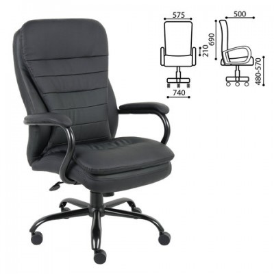 Кресло офисное BRABIX PREMIUM 'Heavy Duty HD-001', усиленное, НАГРУЗКА до 200 кг, экокожа, 531015