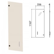 Дверь СТЕКЛО тонированное, средняя, 'Приоритет', 356х4х1167 мм, БЕЗ ФУРНИТУРЫ, К-941