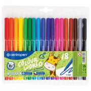 Фломастеры 18 ЦВЕТОВ CENTROPEN 'Colour World', круглые, смываемые, вентилируемый колпачок, 7550/18TP, 775501884