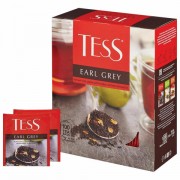 Чай TESS 'Earl Grey' черный с бергамотом с цедрой лимона, 100 пакетиков в конвертах по 1,8 г, 1251-09