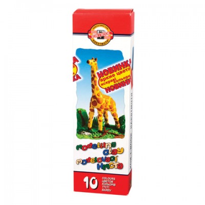 Пластилин классический KOH-I-NOOR 'Жираф', 10 цветов, 200 г, картонная упаковка, 013150400000RU
