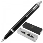 Ручка шариковая PARKER 'IM Core Black Lacquer CT', черный глянцевый лак, детали хром, синяя, 1931665