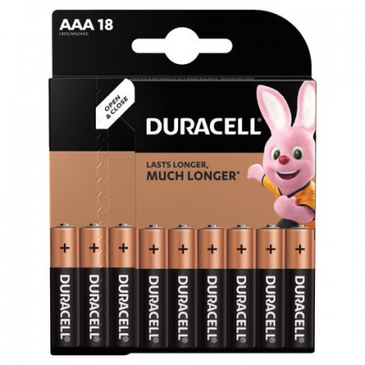 Батарейки КОМПЛЕКТ 18 шт., DURACELL Basic, AAA (LR03, 24А), алкалиновые, мизинчиковые, блистер, 81483686