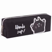 Пенал ЮНЛАНДИЯ, 1 отделение, полиэстер, 'Cat', черный, 19х4х6 см, 270279