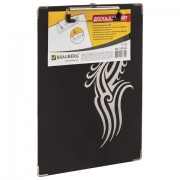 Доска-планшет BRAUBERG 'Black Jack' с прижимом А4 (226х315 мм), картон/ламинированная бумага, ЧЕРНАЯ, 232236