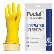 Перчатки МНОГОРАЗОВЫЕ латексные PACLAN 'Professional', хлопчатобумажное напыление, размер XL (очень большой), желтые, вес 58 г