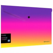 Папка-конверт с кнопкой BRAUBERG 'Grade', А4, до 100 листов, желто-розовый градиент, 0,18 мм, 271964