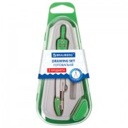 Готовальня BRAUBERG 'Klasse', 2 предмета: циркуль 125 мм + колпачок, грифель, пенал с подвесом, 210320