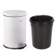 Ведро-контейнер для мусора (урна) с педалью ЛАЙМА 'Classic', 12 л, белое, глянцевое, металл, со съемным внутренним ведром, 604948