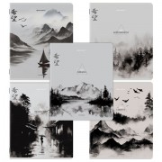 Тетради ДЭК А5 48 л. КОМПЛЕКТ 5 шт. BRAUBERG скоба, клетка, матовая ламинация, CALM NATURE, 404951