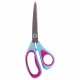 Ножницы BRAUBERG 'Universal', 216 мм бирюзово-фиолетовые, ассиметричные, ребристые резиновые вставки, 236453