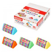 Ластик трехгранный ПИФАГОР 'ЭНИКИ-БЕНИКИ', 35х18х18 мм, картонный держатель, цвета ассорти, 272668