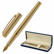 Ручка подарочная перьевая GALANT 'VERSUS', корпус золотистый, детали золотистые, узел 0,8 мм, синяя, 143528
