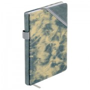 Блокнот А5 135x210 мм BRAUBERG 'Denim', ткань/экокожа, резинка, держатель, 80 л., клетка, синий, 117139