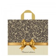 Пакет с петлевой ручкой ПВД, 34х40 см, 'Бежевый узор', 70 мкм, н00128915