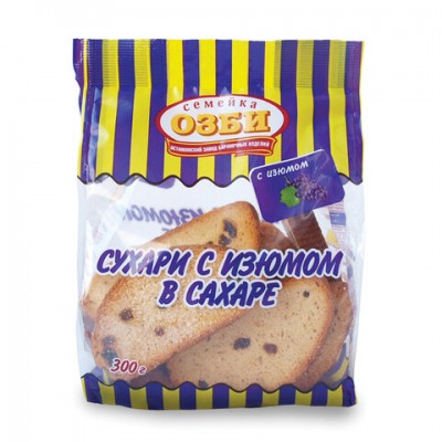 Сухари СЕМЕЙКА ОЗБИ с изюмом в сахаре, 300 г, 1269