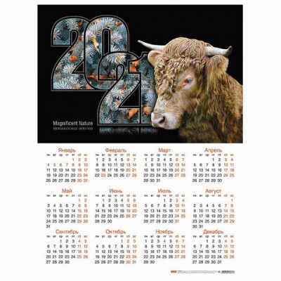 Календарь настенный листовой, 2021 год, А2 формат, 45х60 см, 'Знак года', HATBER, Кл2_23553
