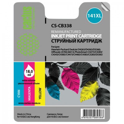 Картридж струйный CACTUS (CS-CB338) для HP OfficeJet J5700/Deskjet D4200, цветной, 18 мл