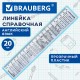 Линейка пластиковая 20 см BRAUBERG, справочная, английский язык, 210900